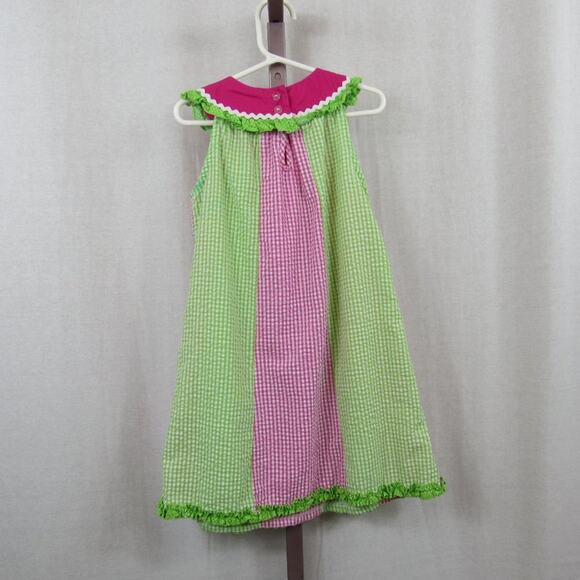 Emily Rose Girls Size 6 Watermelon Pink and Green Gingham Print Dress Ruffles - Picture 5 of 5